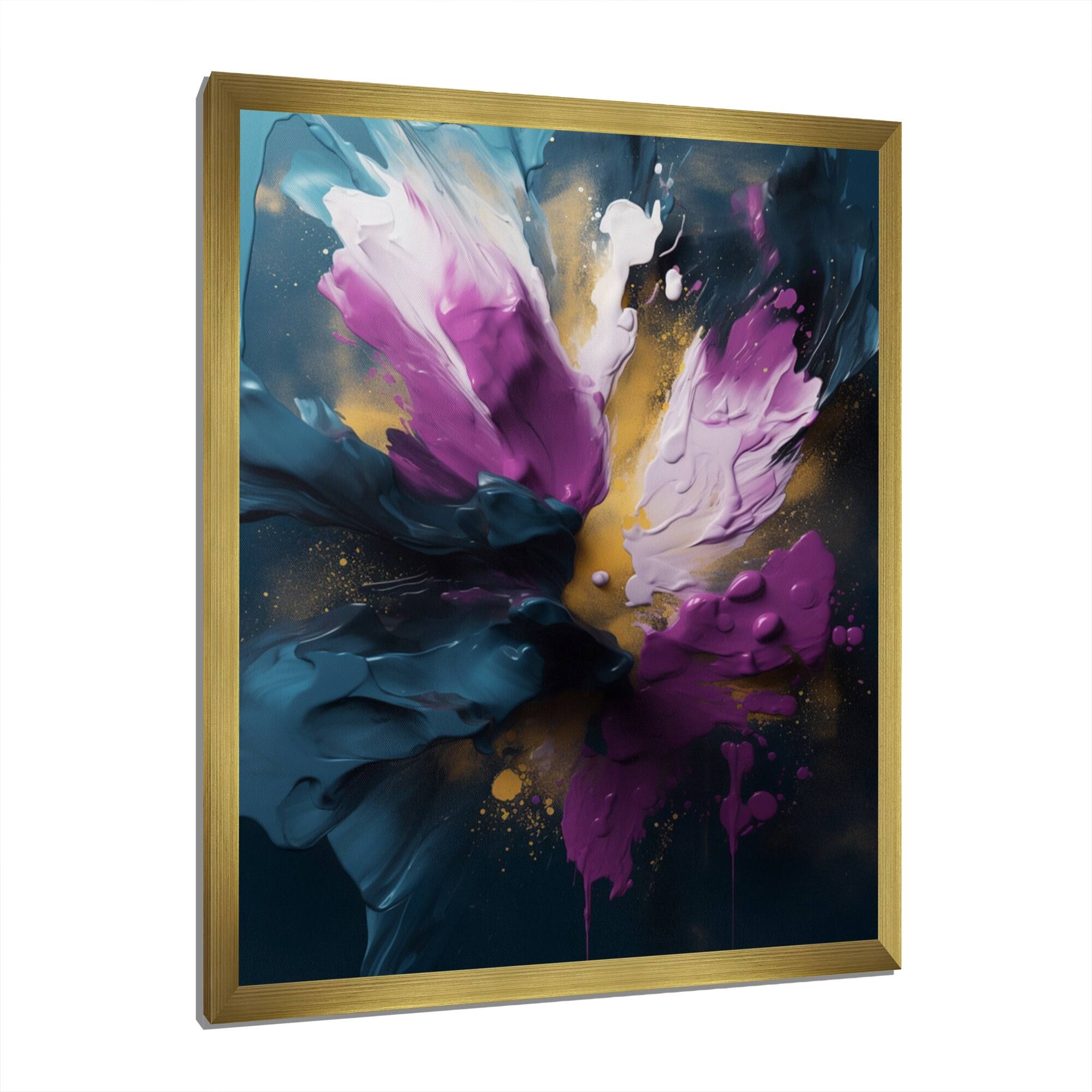 Designart "Purple And Blue Realities On Canvas I" Abstract Painting